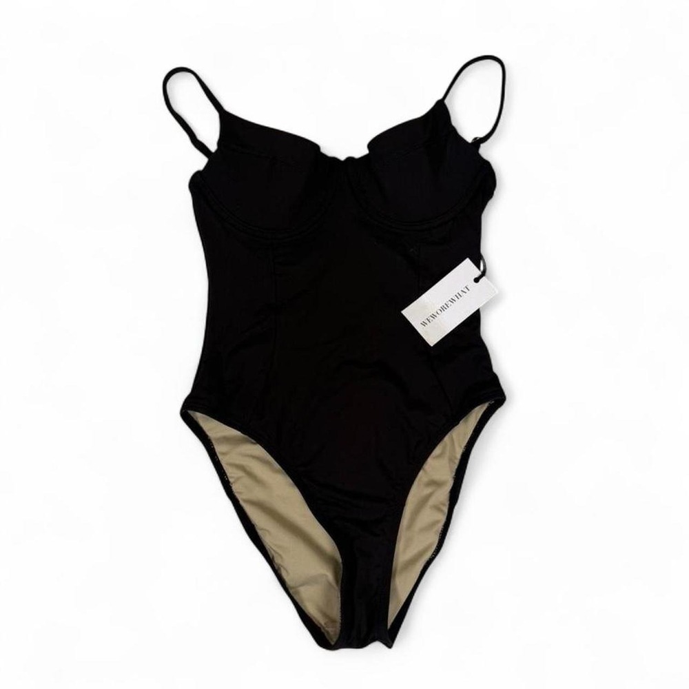 WeWoreWhat Danielle One Piece Swimsuit Black Underwire Shelf Bra